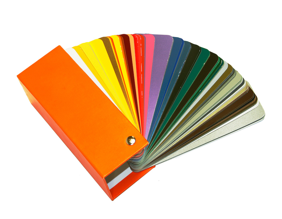 open RAL sample colors catalogue on a white background